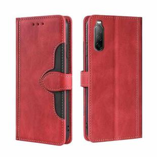 For Sony Xperia 10 II Skin Feel Straw Hat Magnetic Buckle Leather Phone Case(Red)