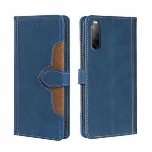 For Sony Xperia 10 II Skin Feel Straw Hat Magnetic Buckle Leather Phone Case(Blue)
