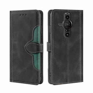 For Sony Xperia Pro I Skin Feel Straw Hat Magnetic Buckle Leather Phone Case(Black)