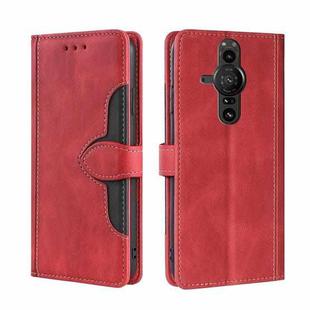 For Sony Xperia Pro I Skin Feel Straw Hat Magnetic Buckle Leather Phone Case(Red)