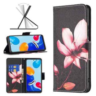 For Xiaomi Redmi Note 11 International Version Colored Drawing Leather Phone Case(Lotus)
