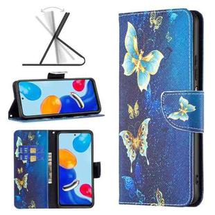 For Xiaomi Redmi Note 11 International Version Colored Drawing Leather Phone Case(Gold Butterfly)