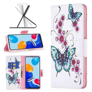 For Xiaomi Redmi Note 11 International Version Colored Drawing Leather Phone Case(Peach Blossom Butterfly)