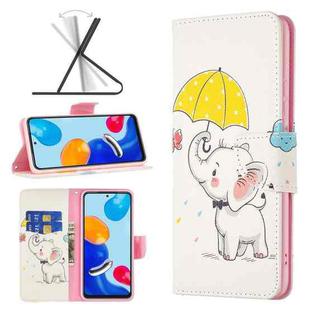 For Xiaomi Redmi Note 11 International Version Colored Drawing Leather Phone Case(Umbrella Elephant)