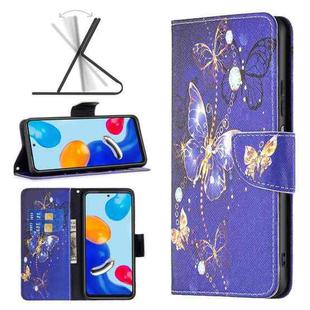 For Xiaomi Redmi Note 11 International Version Colored Drawing Leather Phone Case(Purple Butterfly)