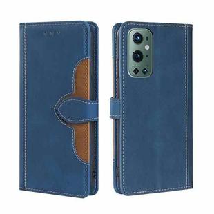 For OnePlus 9 Pro Skin Feel Straw Hat Magnetic Buckle Leather Phone Case(Blue)