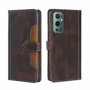 For OnePlus 9 Pro Skin Feel Straw Hat Magnetic Buckle Leather Phone Case(Brown)