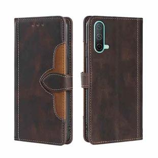 For OnePlus Nord CE 5G Skin Feel Straw Hat Magnetic Buckle Leather Phone Case(Brown)