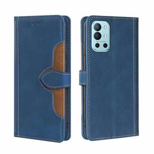 For OnePlus 9R Skin Feel Straw Hat Magnetic Buckle Leather Phone Case(Blue)