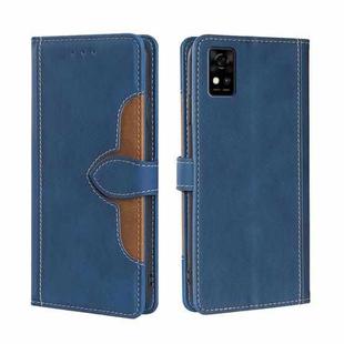 For ZTE Blabe A31 Skin Feel Straw Hat Magnetic Buckle Leather Phone Case(Blue)