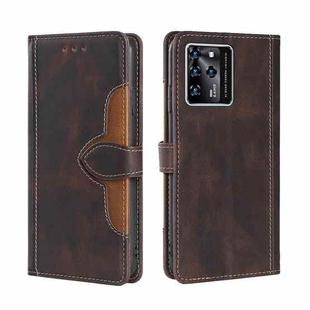 For ZTE Blabe V30 Skin Feel Straw Hat Magnetic Buckle Leather Phone Case(Brown)