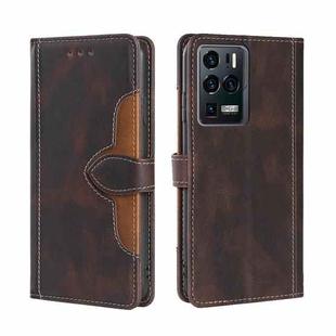 For ZTE Axon 30 Ultra 5G Skin Feel Straw Hat Magnetic Buckle Leather Phone Case(Brown)