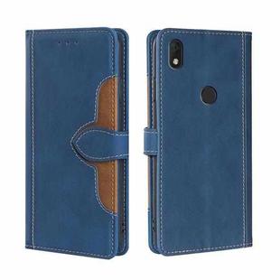 For Alcatel Axel / Lumos Skin Feel Straw Hat Magnetic Buckle Leather Phone Case(Blue)