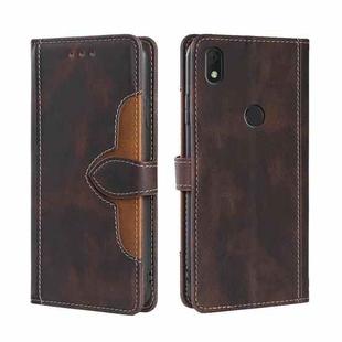 For Alcatel Axel / Lumos Skin Feel Straw Hat Magnetic Buckle Leather Phone Case(Brown)