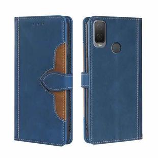 For Alcatel 1L 2021 Skin Feel Straw Hat Magnetic Buckle Leather Phone Case(Blue)