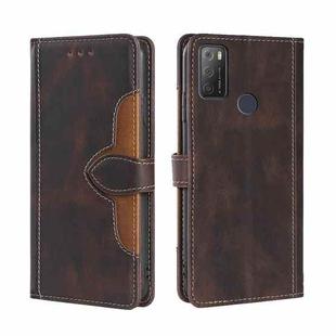 For Alcatel 1S 2021 / 3L 2021 Skin Feel Straw Hat Magnetic Buckle Leather Phone Case(Brown)