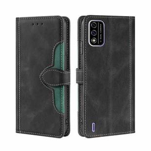 For Itel A48 Skin Feel Straw Hat Magnetic Buckle Leather Phone Case(Black)