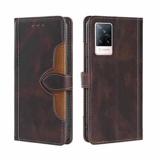 For vivo V21 5G / 4G Skin Feel Straw Hat Magnetic Buckle Leather Phone Case(Brown)