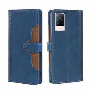 For vivo V21 5G / 4G Skin Feel Straw Hat Magnetic Buckle Leather Phone Case(Blue)