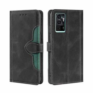 For vivo V23e / S10e Skin Feel Straw Hat Magnetic Buckle Leather Phone Case(Black)