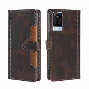 For vivo X60 Pro Foreign Version / X60 Skin Feel Straw Hat Magnetic Buckle Leather Phone Case(Brown)