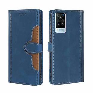 For vivo X60 Pro Foreign Version / X60 Skin Feel Straw Hat Magnetic Buckle Leather Phone Case(Blue)