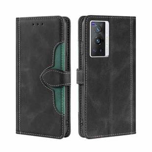 For vivo X70 Pro Skin Feel Straw Hat Magnetic Buckle Leather Phone Case(Black)