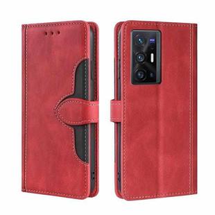 For vivo X70 Pro+ Skin Feel Straw Hat Magnetic Buckle Leather Phone Case(Red)