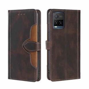 For vivo Y21 / Y21s / Y33s Skin Feel Straw Hat Magnetic Buckle Leather Phone Case(Brown)