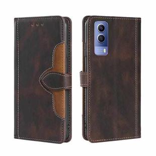 For vivo Y53s 5G / iQOO Z5X / T1X Skin Feel Straw Hat Magnetic Buckle Leather Phone Case(Brown)