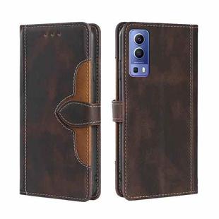For vivo Y72 5G / iQOO Z3 Skin Feel Straw Hat Magnetic Buckle Leather Phone Case(Brown)