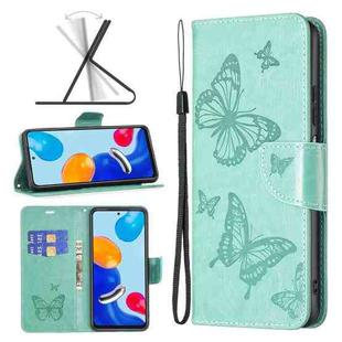 For Xiaomi Redmi Note 11 Global Two Butterflies Embossing Leather Phone Case(Green)