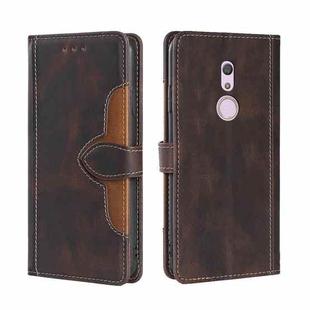 For Fujitsu Arrows BE4 F-41A Skin Feel Straw Hat Magnetic Buckle Leather Phone Case(Brown)