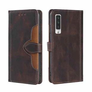 For Fujitsu Arrows NX9 F-52A Skin Feel Straw Hat Magnetic Buckle Leather Phone Case(Brown)