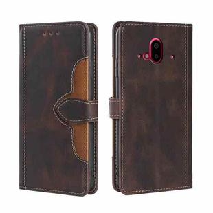 For Fujitsu Arrows F-52B Skin Feel Straw Hat Magnetic Buckle Leather Phone Case(Brown)