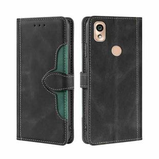 For Kyocera KY-51B Skin Feel Straw Hat Magnetic Buckle Leather Phone Case(Black)