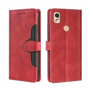 For Kyocera KY-51B Skin Feel Straw Hat Magnetic Buckle Leather Phone Case(Red)