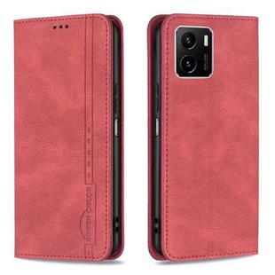 For vivo Y15s Magnetic RFID Blocking Anti-Theft Leather Phone Case(Red)