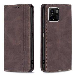 For vivo Y15s Magnetic RFID Blocking Anti-Theft Leather Phone Case(Brown)