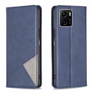 For vivo Y15s Rhombus Texture Horizontal Flip Magnetic Leather Phone Case(Blue)