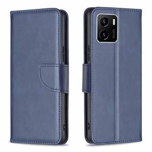 For vivo Y15s Lambskin Texture Pure Color Horizontal Flip Leather Phone Case(Blue)