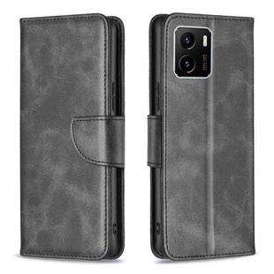 For vivo Y15s Lambskin Texture Pure Color Horizontal Flip Leather Phone Case(Black)