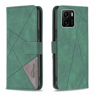 For vivo Y15s Rhombus Texture Magnetic Buckle Horizontal Flip Leather Phone Case(Green)
