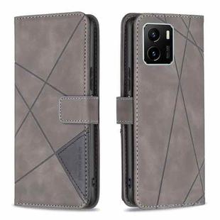 For vivo Y15s Rhombus Texture Magnetic Buckle Horizontal Flip Leather Phone Case(Grey)