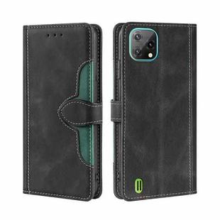 For Blackview A55 Skin Feel Straw Hat Magnetic Buckle Leather Phone Case(Black)