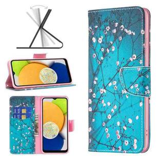 For Samsung Galaxy A03 166mm Colored Drawing Pattern Leather Phone Case(Plum Blossom)