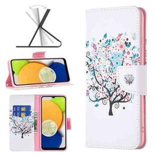 For Samsung Galaxy A03 166mm Colored Drawing Pattern Leather Phone Case(Little Tree)