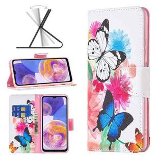 For Samsung Galaxy A23 5G Colored Drawing Pattern Leather Phone Case(Butterfly)