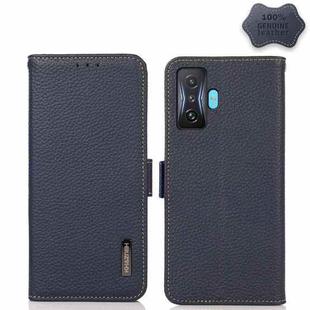 For Xiaomi Redmi K50 Gaming KHAZNEH Side-Magnetic Litchi Genuine Leather RFID Phone Case(Blue)