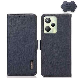For OPPO Realme C35 KHAZNEH Side-Magnetic Litchi Genuine Leather RFID Phone Case(Blue)